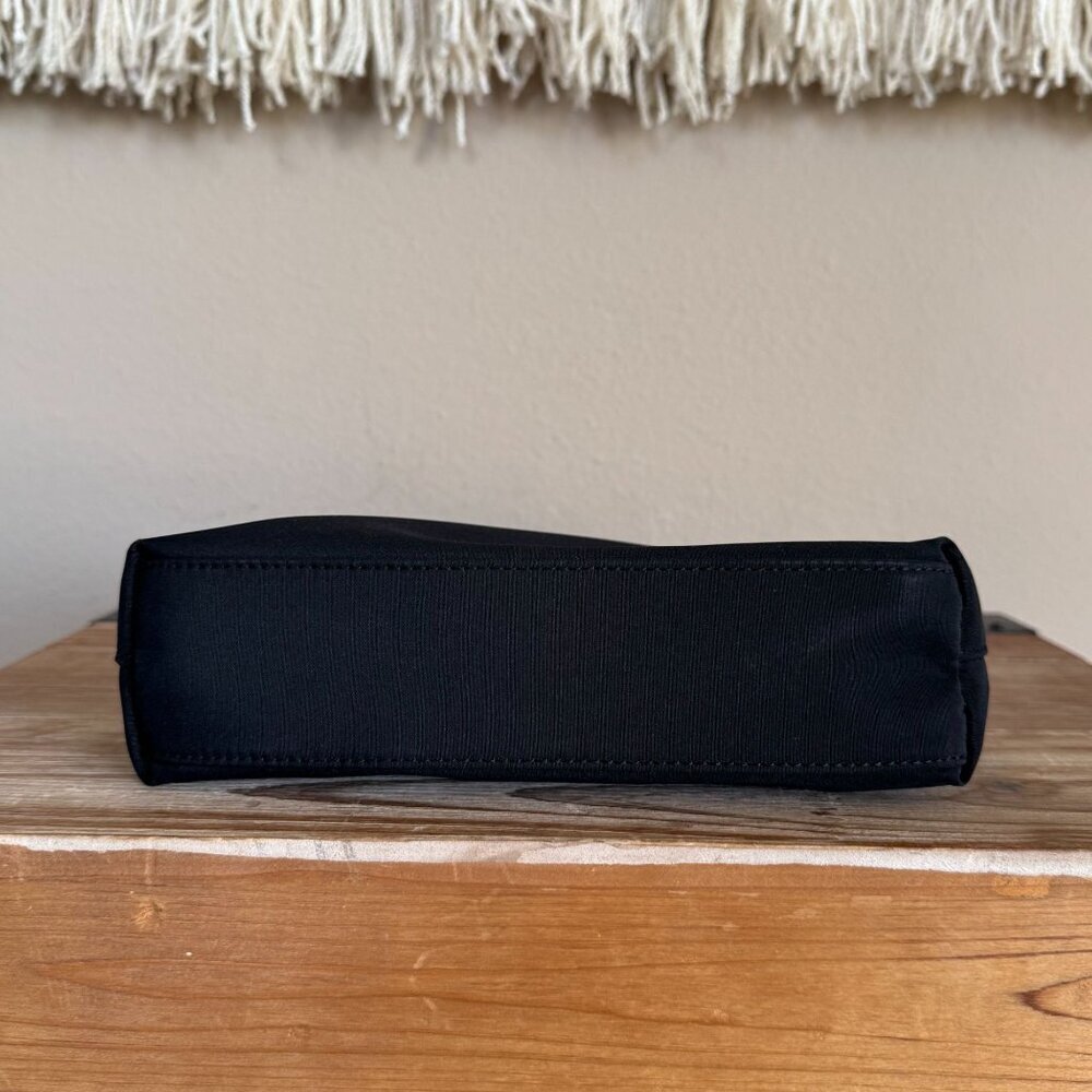 Vintage Nine West Black Fabric Double Top Handle Silver Logo Hardware Small Bag - Picture 8 of 17